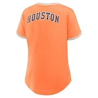 Women's Fanatics Orange Houston Astros Binge Worthy Stadium Slub V-Neck T-Shirt