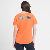 Women's Fanatics Orange Houston Astros Binge Worthy Stadium Slub V-Neck T-Shirt