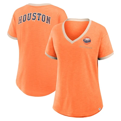 Women's Fanatics Orange Houston Astros Binge Worthy Stadium Slub V-Neck T-Shirt