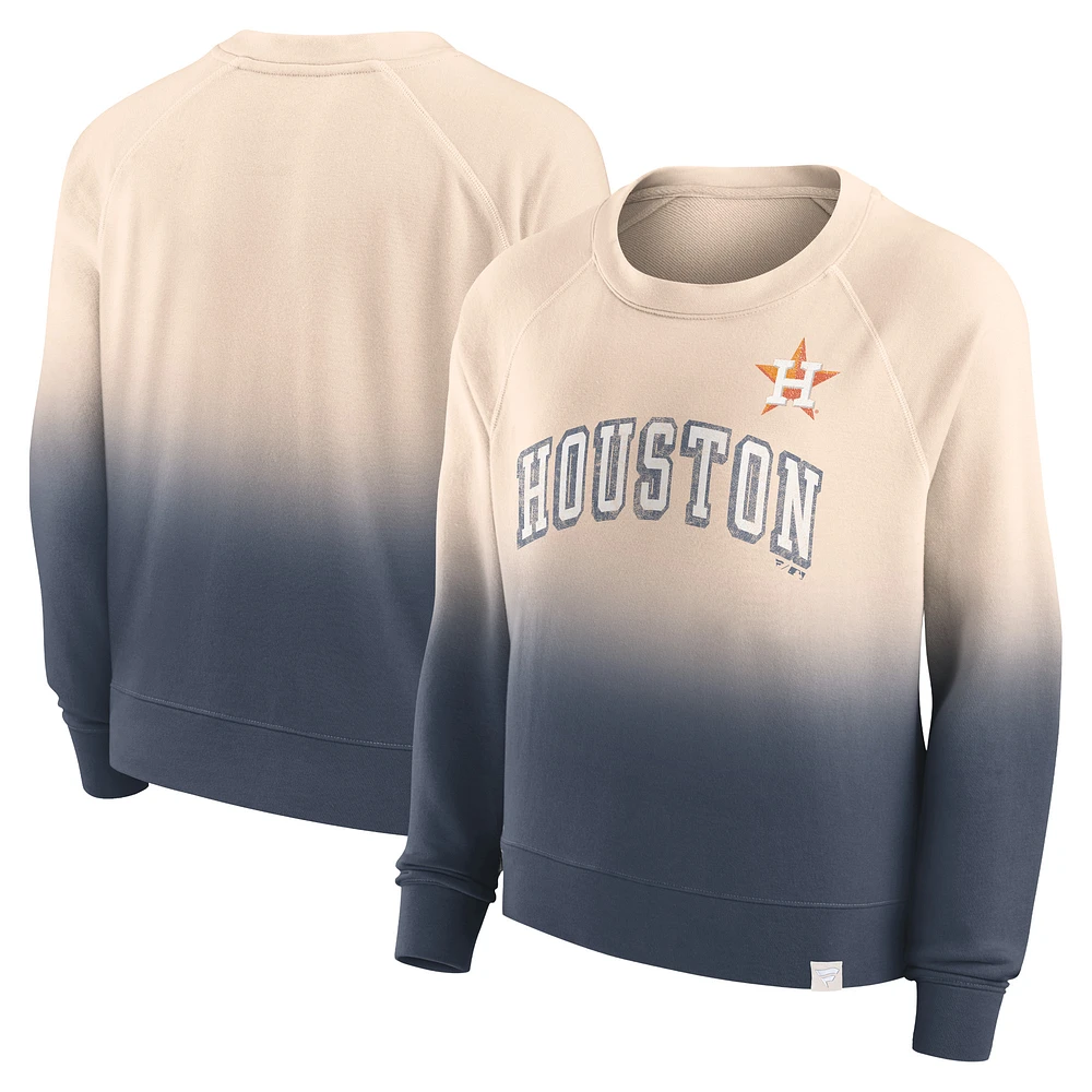 Sweat-shirt Fanatics Tan/Navy Houston Astros Luxe Lounge Arch Raglan pour femmes