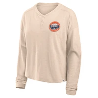 T-shirt Henley surdimensionné à manches longues Fanatics Tan Houston Astros pour femme