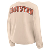 T-shirt Henley surdimensionné à manches longues Fanatics Tan Houston Astros pour femme