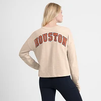 T-shirt Henley surdimensionné à manches longues Fanatics Tan Houston Astros pour femme