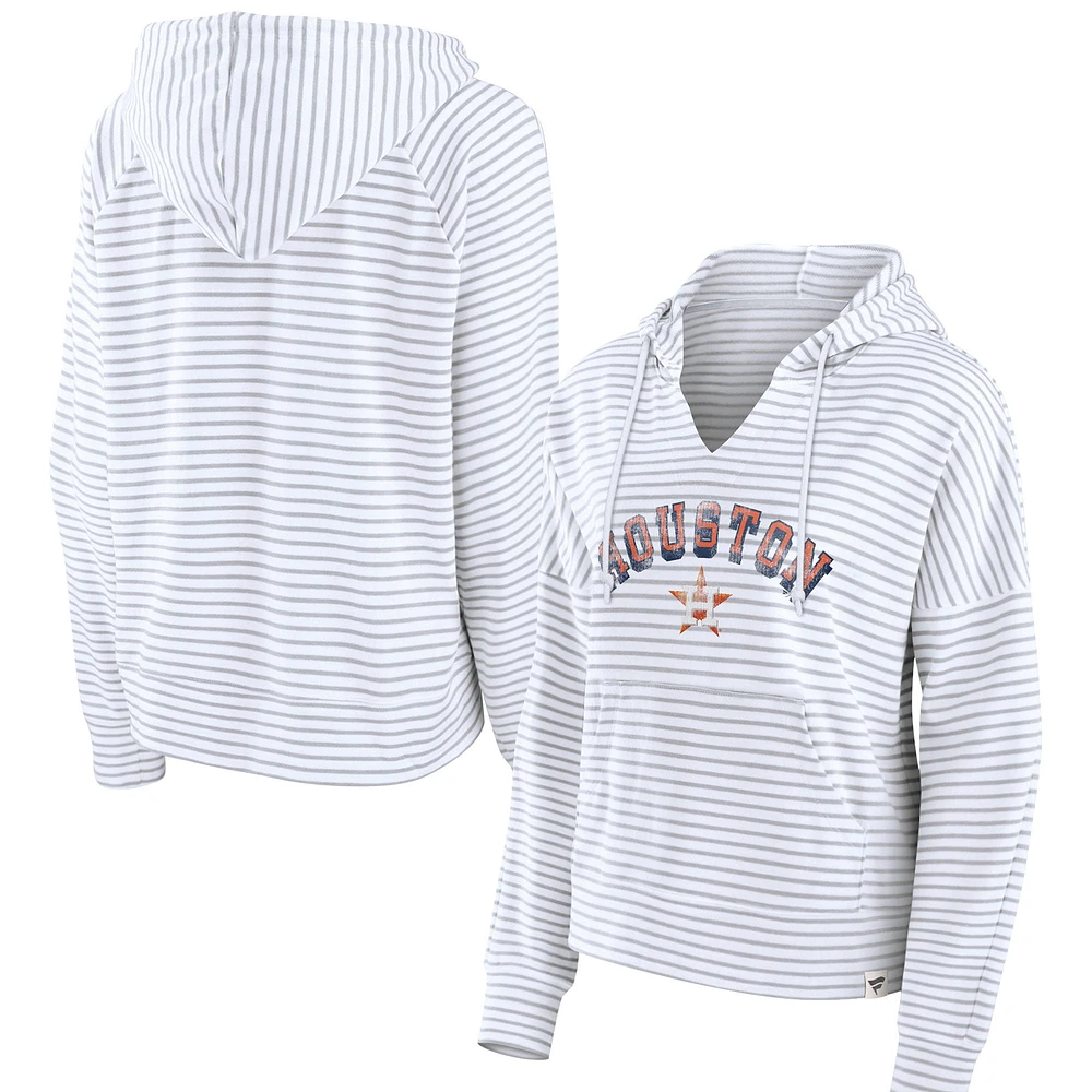 Women's Fanatics White Houston Astros Striped Arch Pullover Hoodie