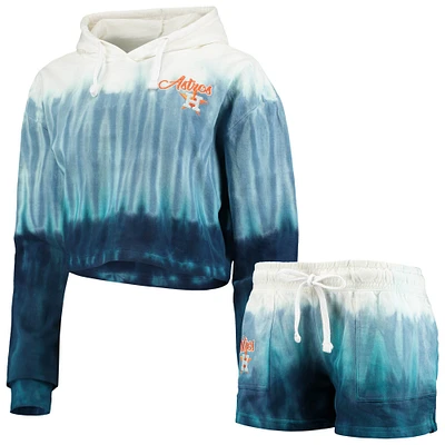 FOCO Navy Houston Astros Dip-Dye Hoodie T-Shirt and Pants Sleep Set