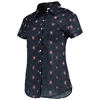 Chemise boutonnée à fleurs FOCO Houston Astros pour femme, bleu marine