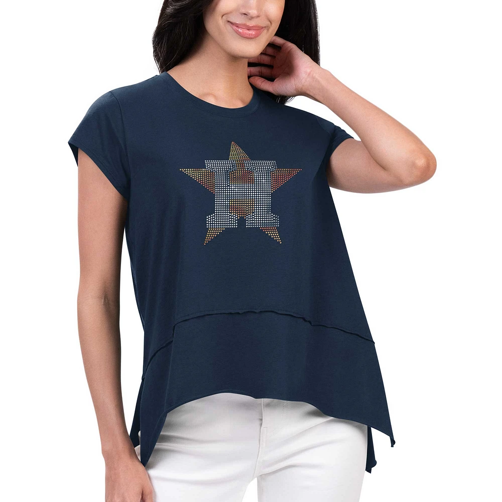 T-shirt mode G-III 4Her par Carl Banks pour femmes, bleu marine, Houston Astros Cheer