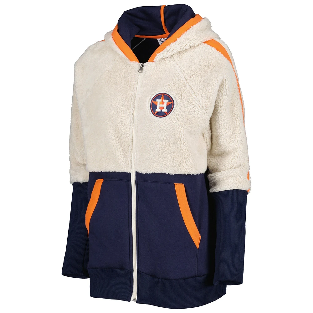 Sweat à capuche Raglan pour femme G-III 4Her by Carl Banks Oatmeal/Navy Houston Astros Shuffle It