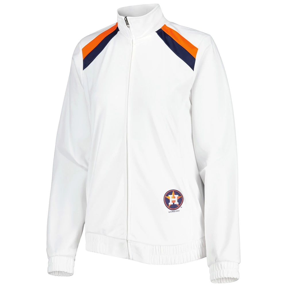 Veste de survêtement à glissière pleine longueur G-III 4Her by Carl Banks pour femme, drapeau rouge des Astros Houston, blanc