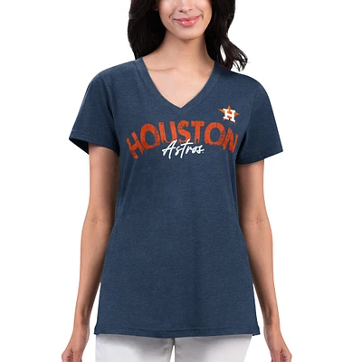 T-shirt à col en V G-III Sports by Carl Banks pour femmes, bleu marine, Houston Astros Key Move