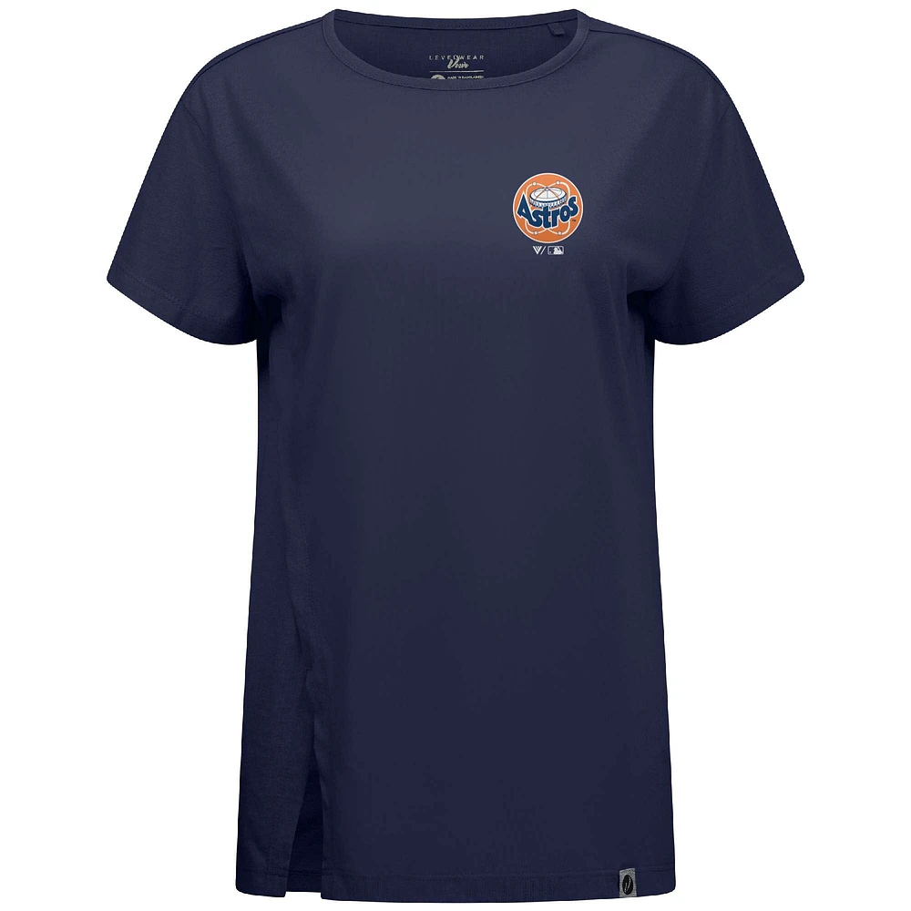 T-shirt bleu marine pour femme avec logo Influx Core de la collection Cooperstown des Astros Houston