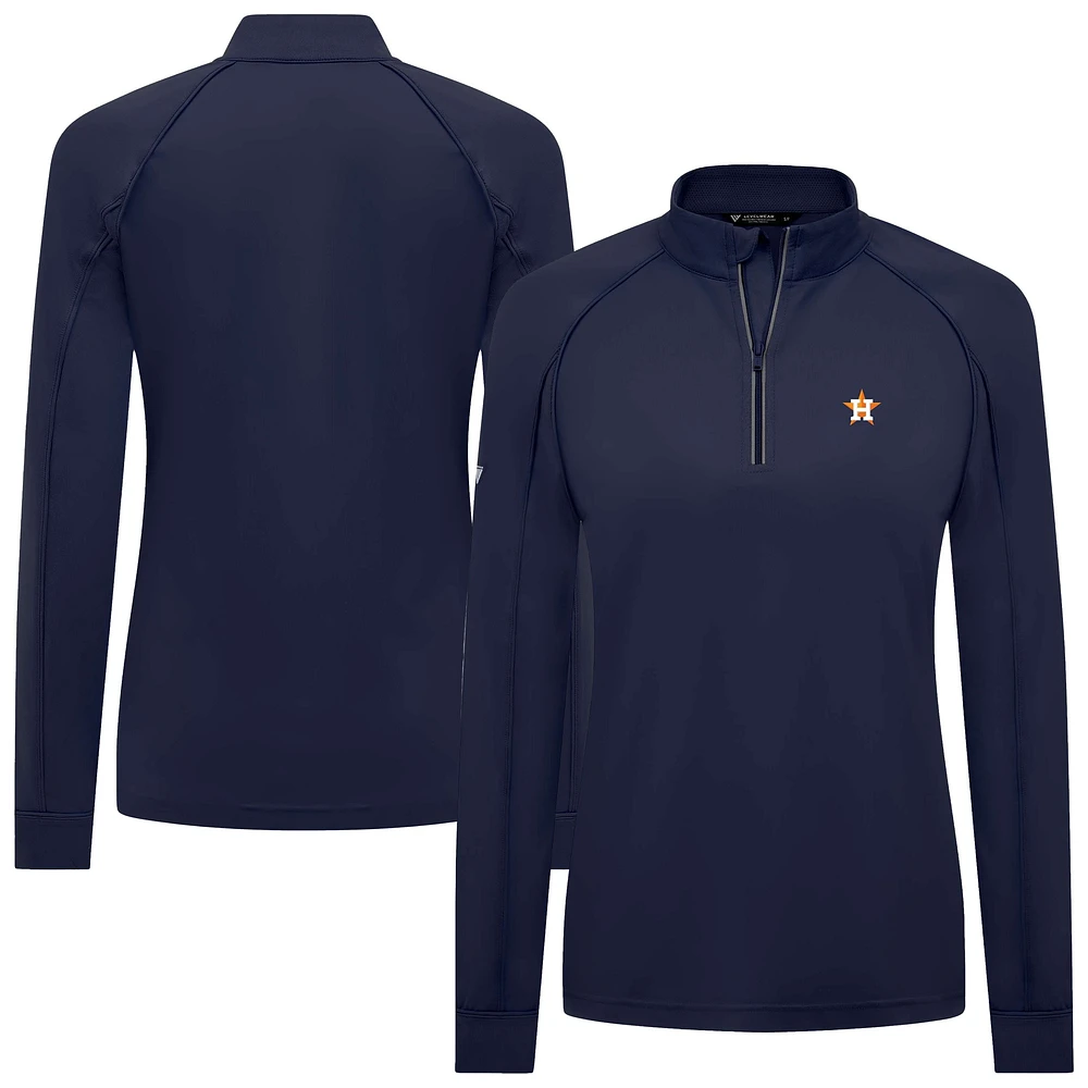 Women's Levelwear Navy Houston Astros Kinetic Insignia 2.0 Raglan Quarter-Zip Top