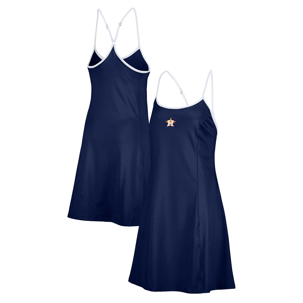 Women's Lusso  Navy Houston Astros Nakita Strappy V-Neck Dress