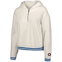 Women's Lusso  White Houston Astros Magnolia Tri-Blend Quarter-Zip Hoodie