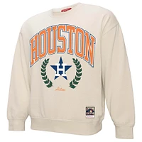 Women's Mitchell & Ness Cream Houston Astros Cooperstown Collection Laurel Crew Pullover Sweatshirt