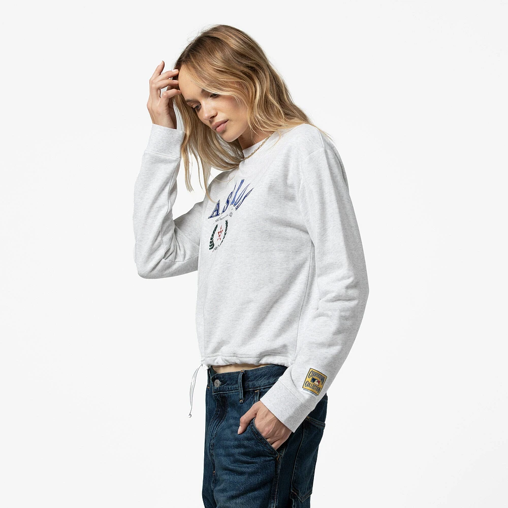 Women's Mitchell & Ness Heather Gray Houston Astros Cropped Toggle Pullover Sweatshirt