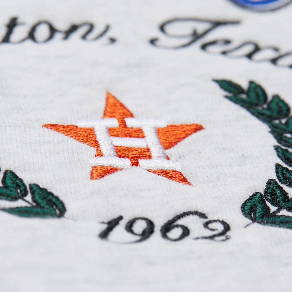 Women's Mitchell & Ness Heather Gray Houston Astros Cropped Toggle Pullover Sweatshirt