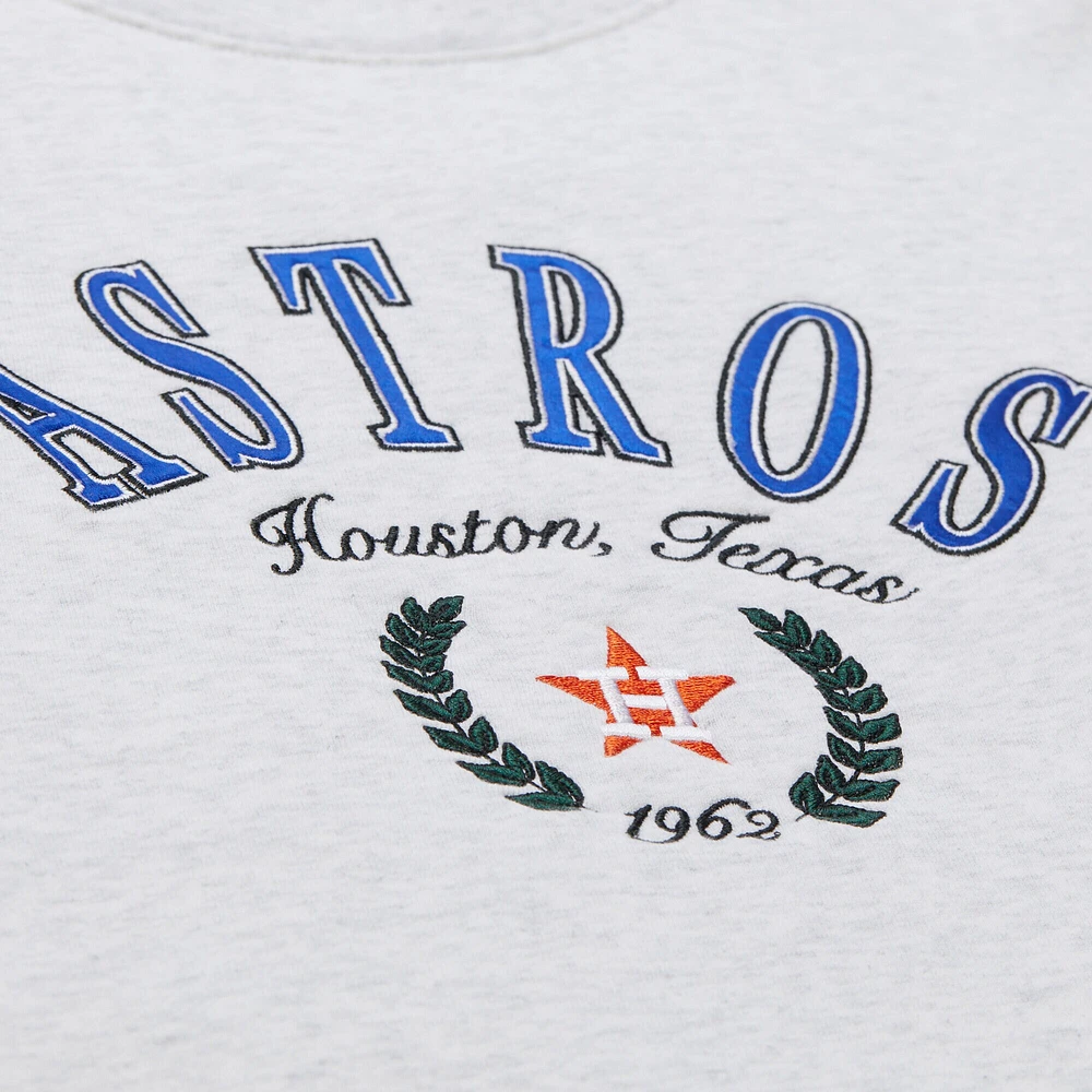 Women's Mitchell & Ness Heather Gray Houston Astros Cropped Toggle Pullover Sweatshirt