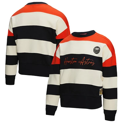 Women's Mitchell & Ness  Orange/Black Houston Astros Cooperstown Collection Blocked Fleece Pullover Sweatshirt