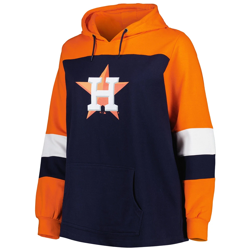 Women's Navy Houston Astros Plus Colorblock Pullover Hoodie