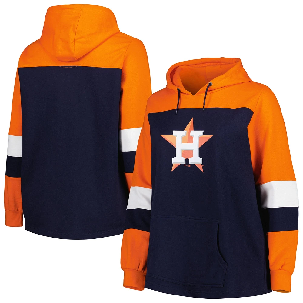 Women's Navy Houston Astros Plus Colorblock Pullover Hoodie