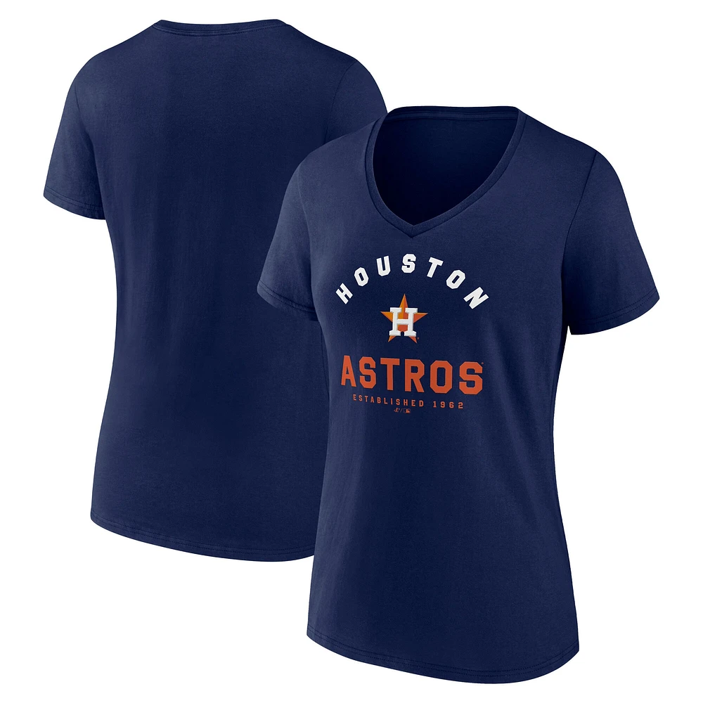 Women's Navy Houston Astros Unrivaled V-Neck T-Shirt