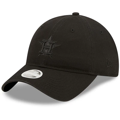 Casquette réglable New Era Houston Astros Core Classic II 9TWENTY pour femme, noir sur noir