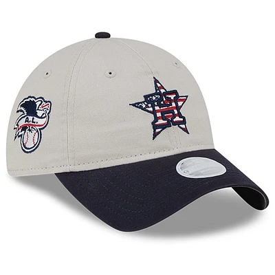 Casquette réglable kaki/noir Houston Astros 2024 du 4 juillet 9TWENTY New Era pour femme