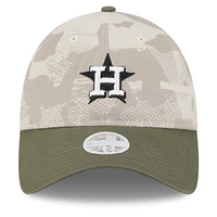 Casquette ajustable 9TWENTY pour femme, beige clair/olive, Houston Astros 2025 Armed Forces Day, New Era