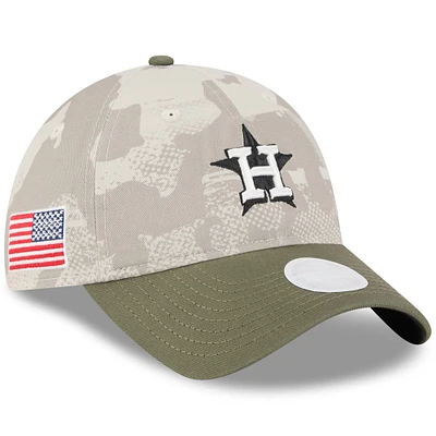 Casquette ajustable 9TWENTY pour femme, beige clair/olive, Houston Astros 2025 Armed Forces Day, New Era