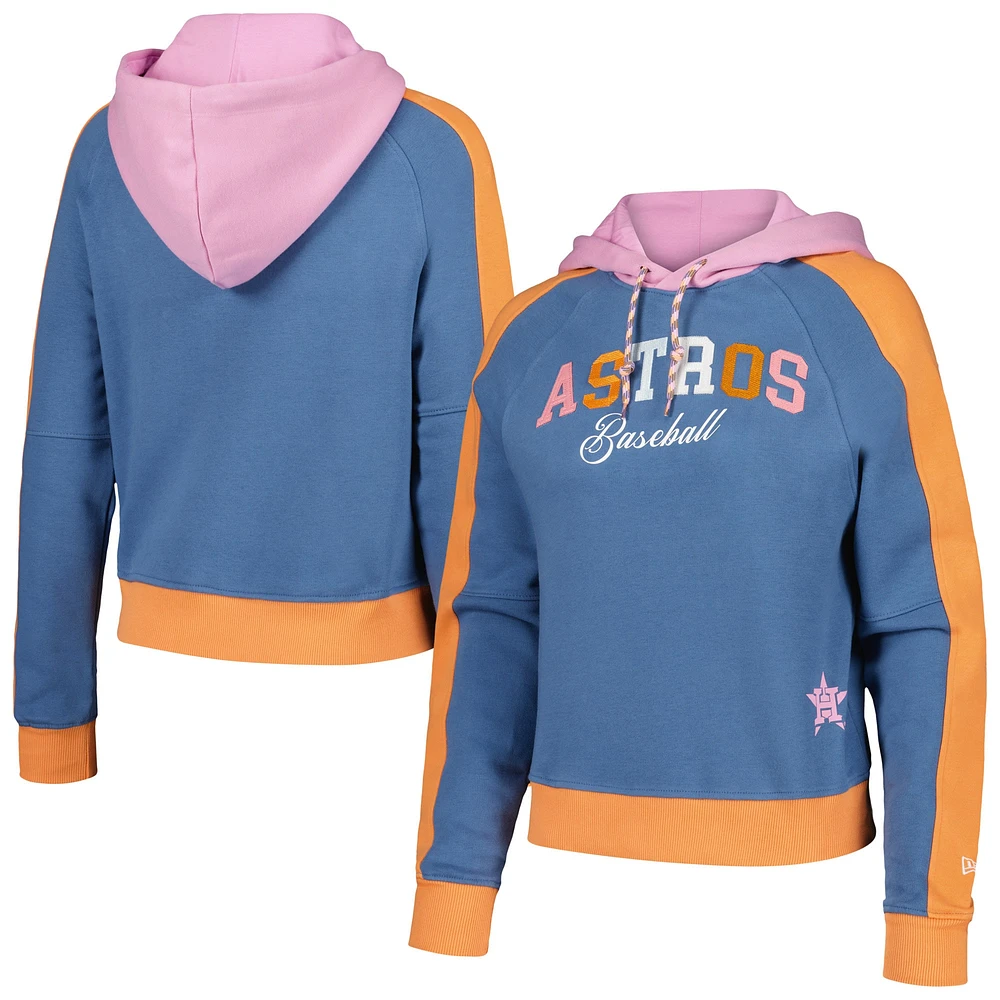 Sweat à capuche tendance couleur pop New Era pour femmes, bleu clair, Houston Astros