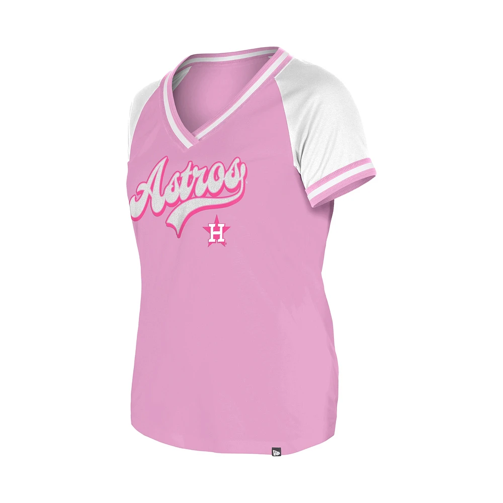 Women's New Era Light Pink Houston Astros Gameday V-Neck T-Shirt
