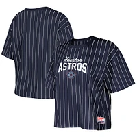 Women's New Era  Navy Houston Astros 2025 City Connect Boxy Pinstripe T-Shirt