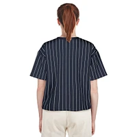 Women's New Era  Navy Houston Astros 2025 City Connect Boxy Pinstripe T-Shirt