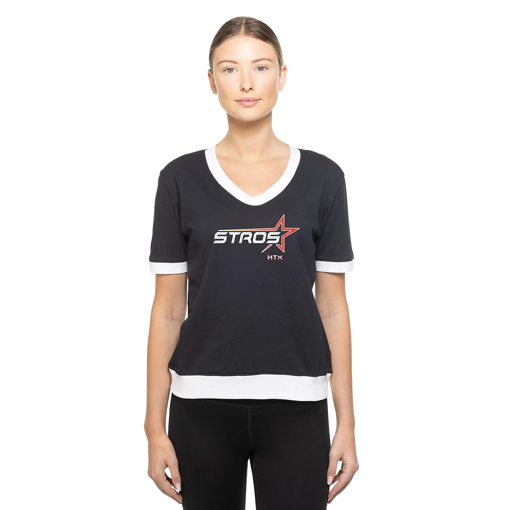 Women's New Era  Navy Houston Astros 2025 City Connect Rhinestone V-Neck T-Shirt