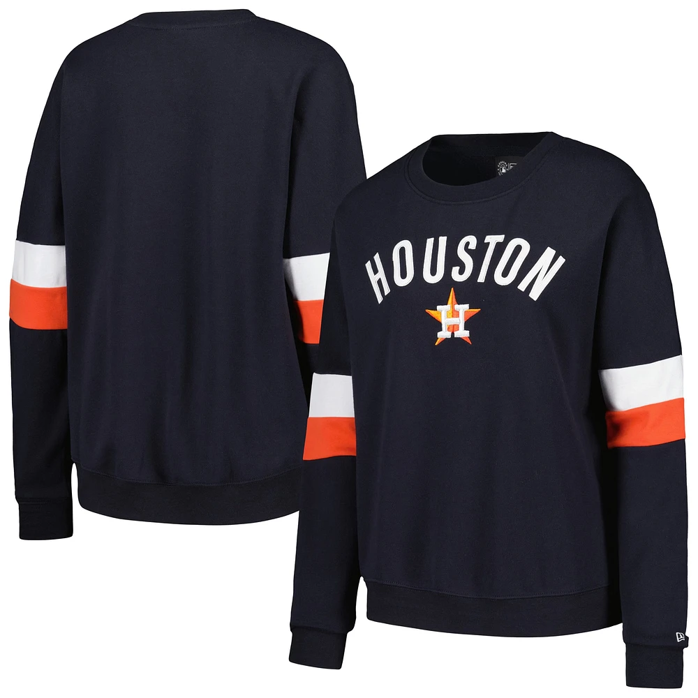 Sweat-shirt New Era bleu marine pour femmes des Astros de Houston Game Day Crew