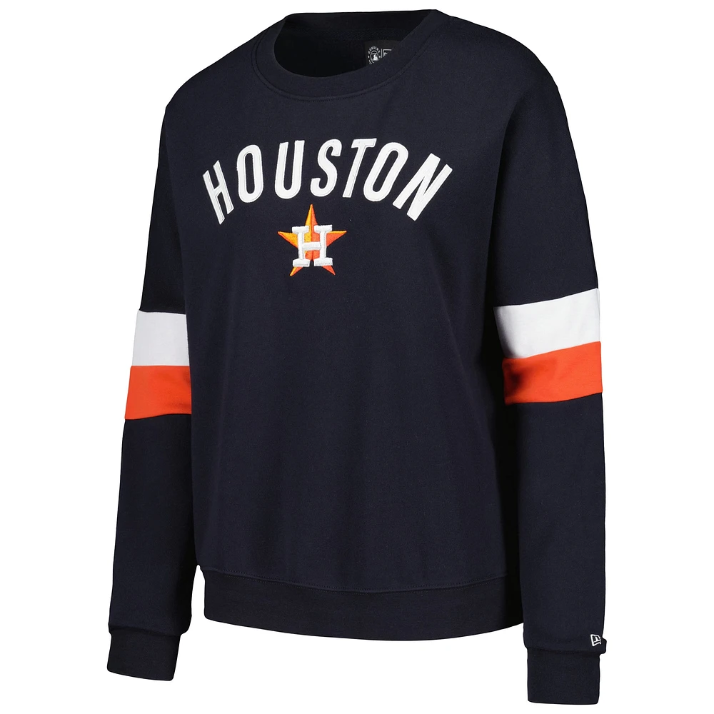 Women's New Era Navy Houston Astros Game Day Crew Pullover Sweatshirt