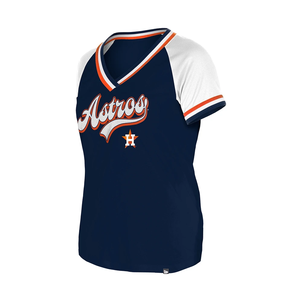 Women's New Era Navy Houston Astros Gameday Raglan V-Neck T-Shirt
