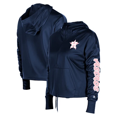 Sweat à capuche demi-zippé New Era pour femmes, bleu marine