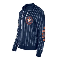 Veste à capuche entièrement zippée en trois mélanges fines rayures New Era pour femme des Astros de Houston bleu marine