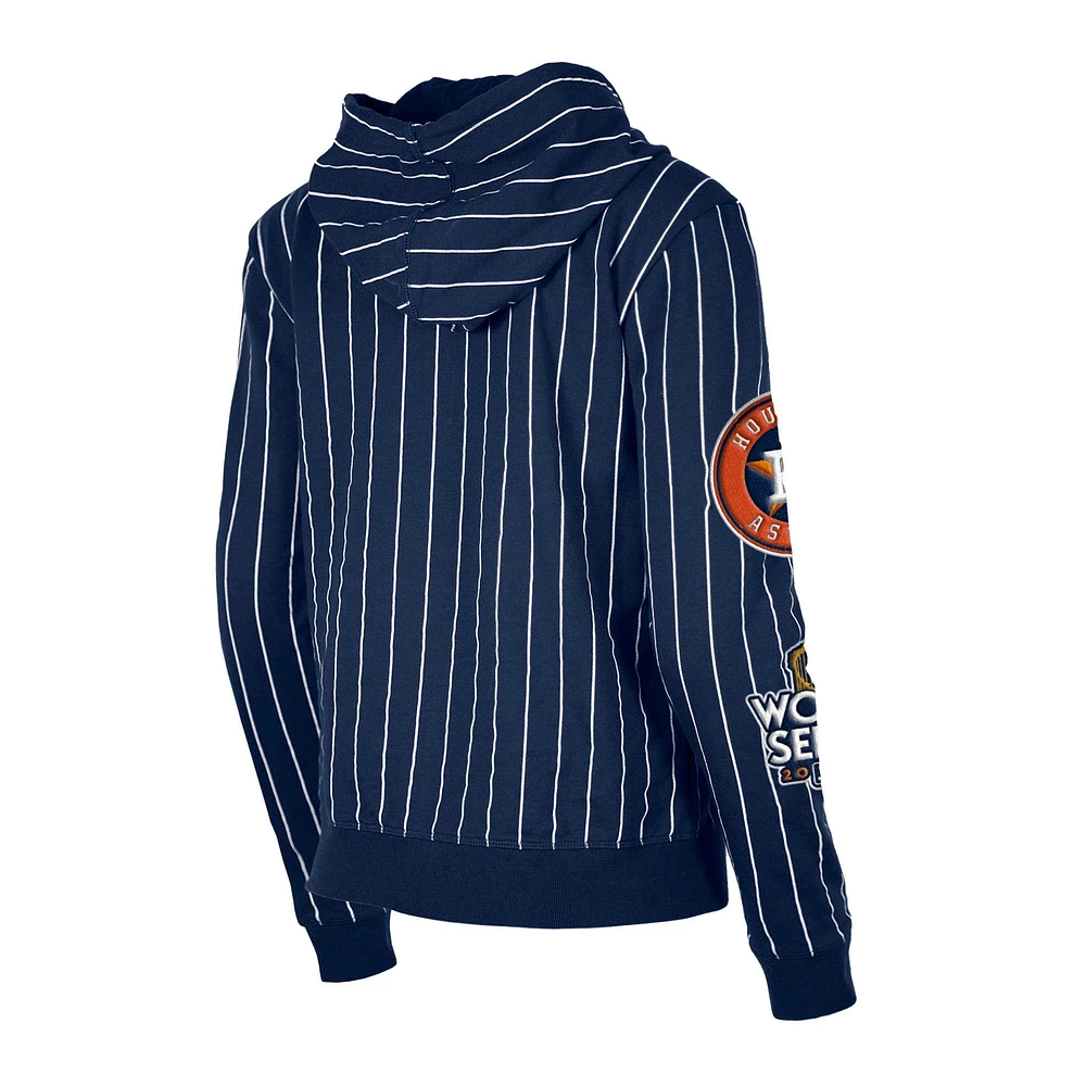 Women's New Era Navy Houston Astros Pinstripe Tri-Blend Full-Zip Hoodie Jacket