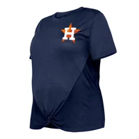 Lids Houston Astros New Era Women's Plus Two-Hit Front Knot T-Shirt - Navy