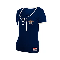 Women's New Era Navy Houston Astros Throwback Lace Up T-Shirt