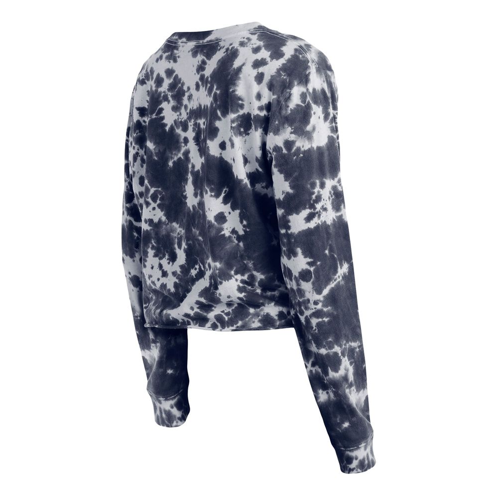 Women's New Era Navy Houston Astros Tie-Dye Cropped Long Sleeve T-Shirt