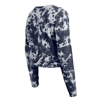 Women's New Era Navy Houston Astros Tie-Dye Cropped Long Sleeve T-Shirt