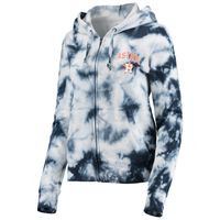 Women's New Era Navy Houston Astros Tie-Dye Fleece Full-Zip Hoodie