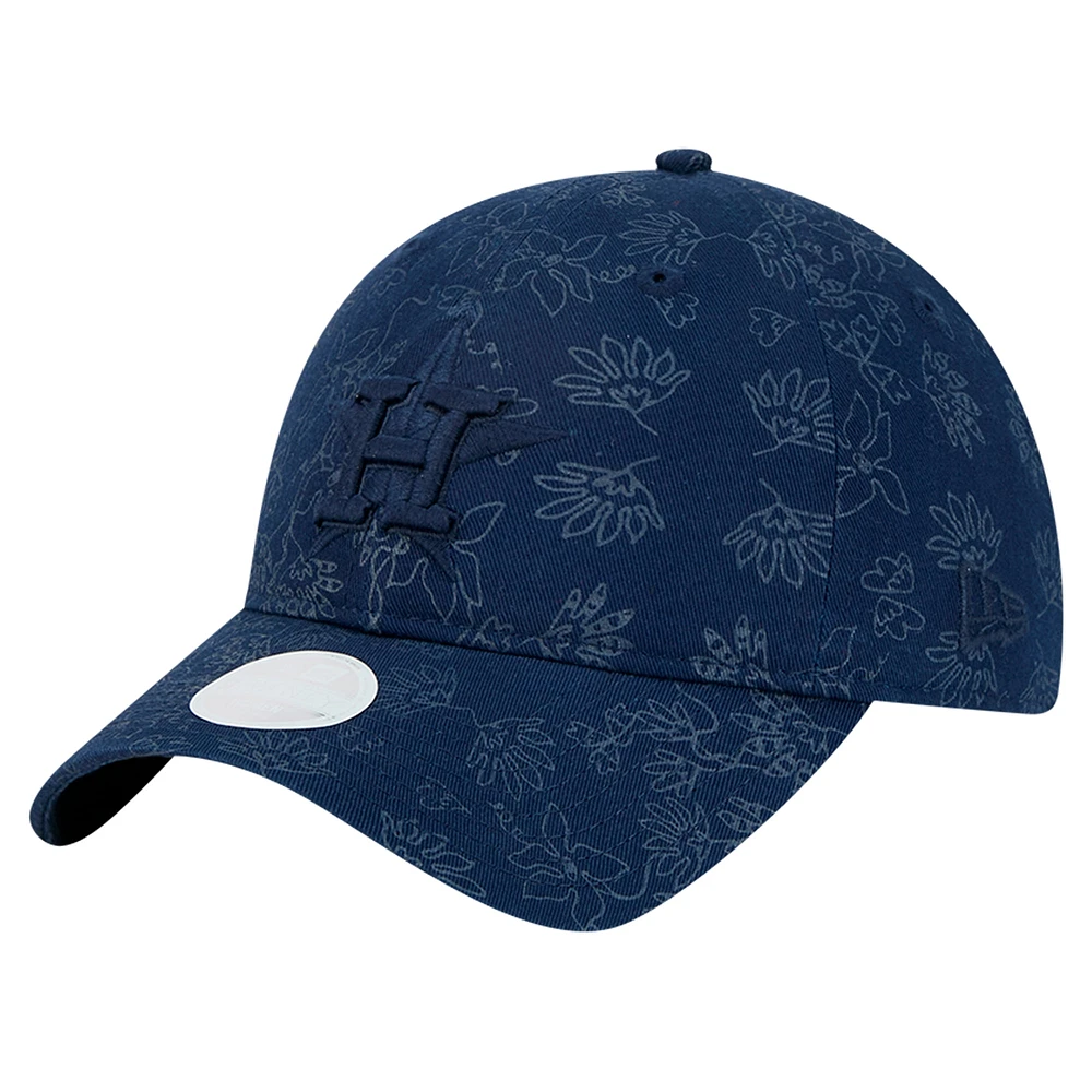 Casquette ajustable 9TWENTY à motif floral ton sur ton bleu marine des Houston Astros de New Era pour femme