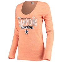 T-shirt orange à manches longues pour femmes Astros de Houston 2019 Champions la Ligue américaine New Era