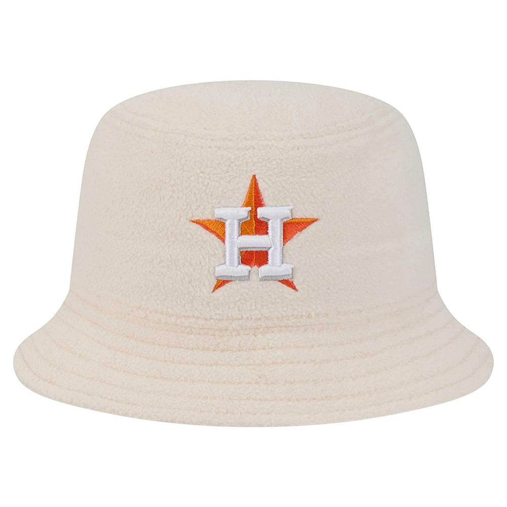 Women's New Era White Houston Astros Chrome Cozy Bucket Hat