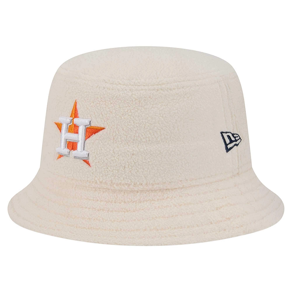 Women's New Era White Houston Astros Chrome Cozy Bucket Hat